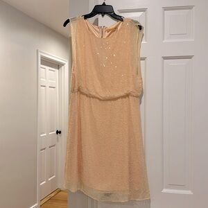 Alice + Olivia peach colored sequin dress, knee length. Size large